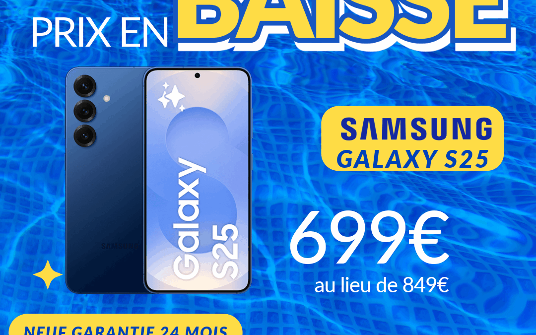 Samsung Galaxy S25 128Go 5G à 699€ au lieu de 849€, prix de vente conseillé samsung. Reprise de votre ancien appareil et paiement en plusieurs fois possible !